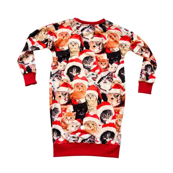 Spadehill Christmas Cat Sweatshirt Dress Red Novelty Print S - Picture 2 of 3